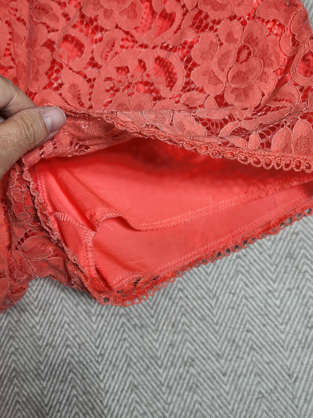 Lace Shorts Set Womens M Bell Sleeve Lace Top And Tank Under Coral - Picture 6 of 13